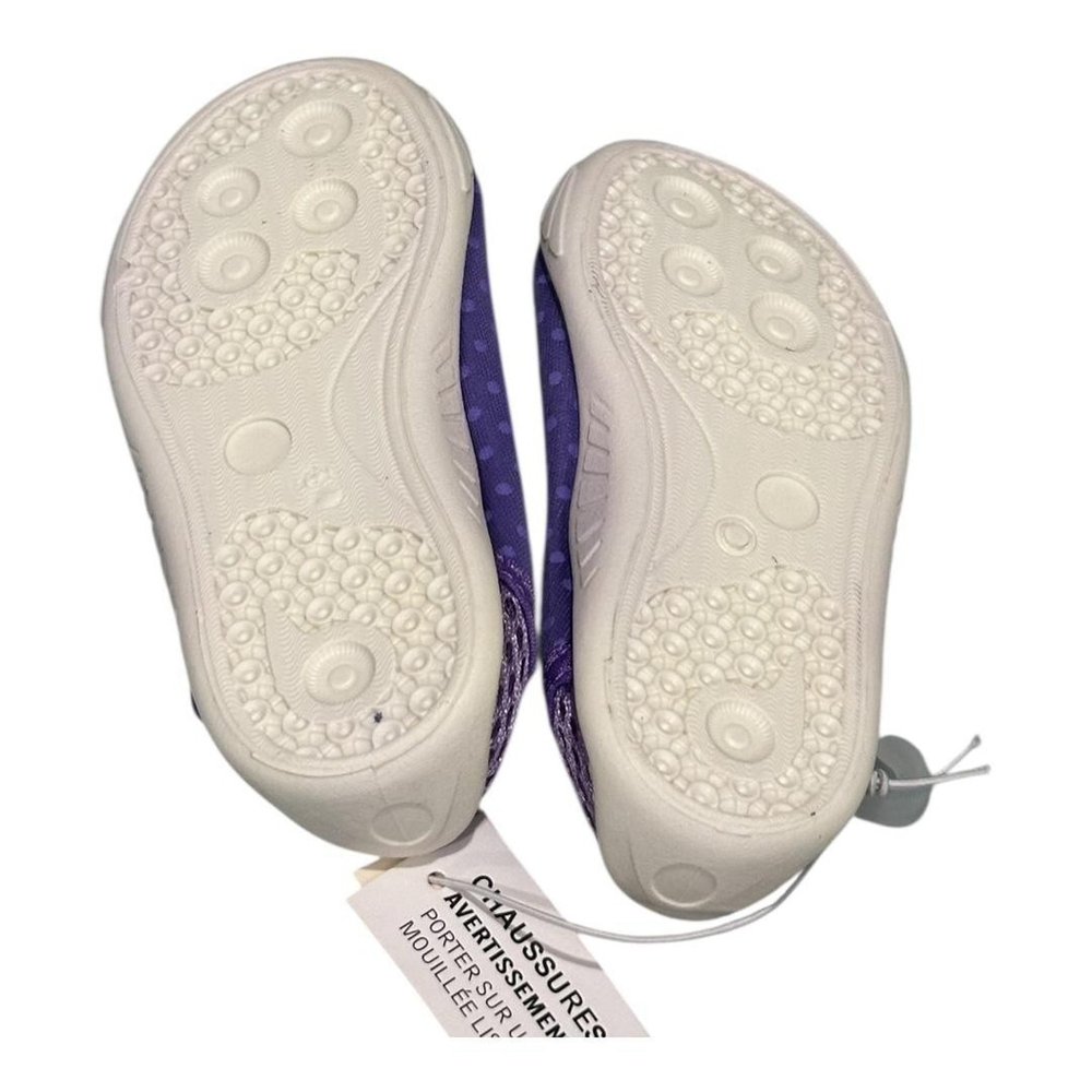 Joe Fresh Slippers Girls Size 8 Purple Mesh Slip On Polka Dot Rubber Sole Shoes - Picture 5 of 6